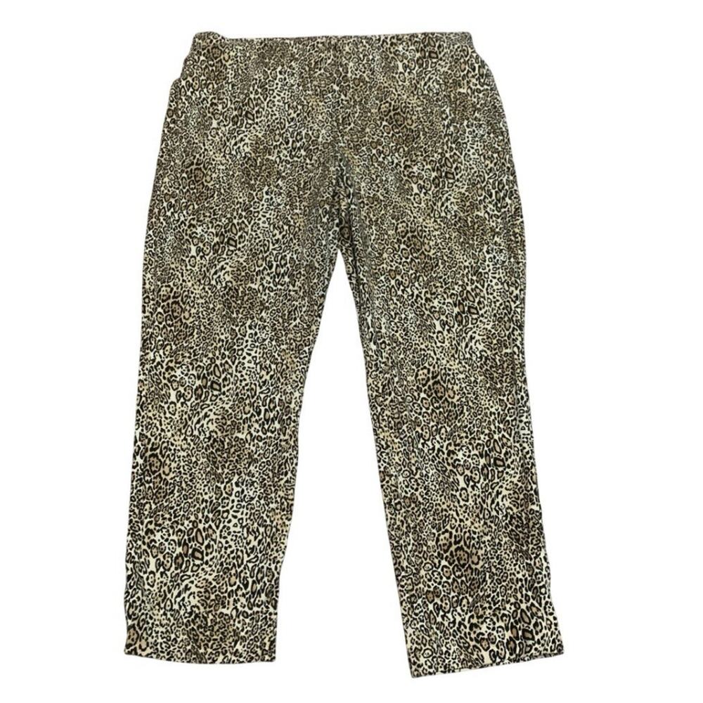 Chico’s So Slimming Ponte Knit Leopard Cheetah Crop Pants 2.5 14 Pull On